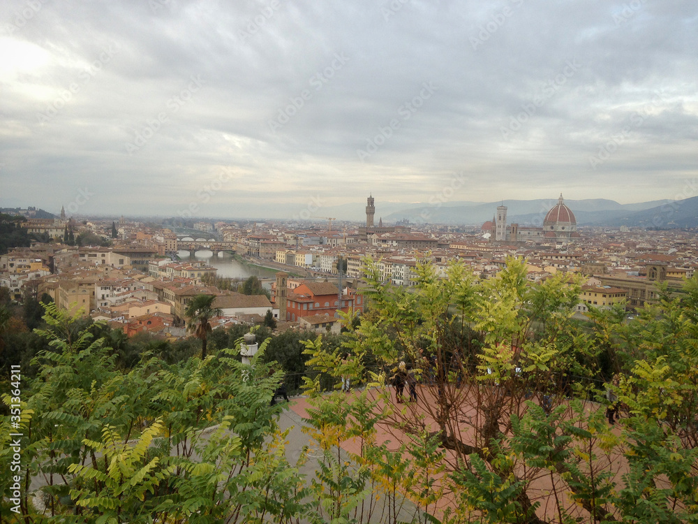  A panoramic view of Florence on a cloudy day