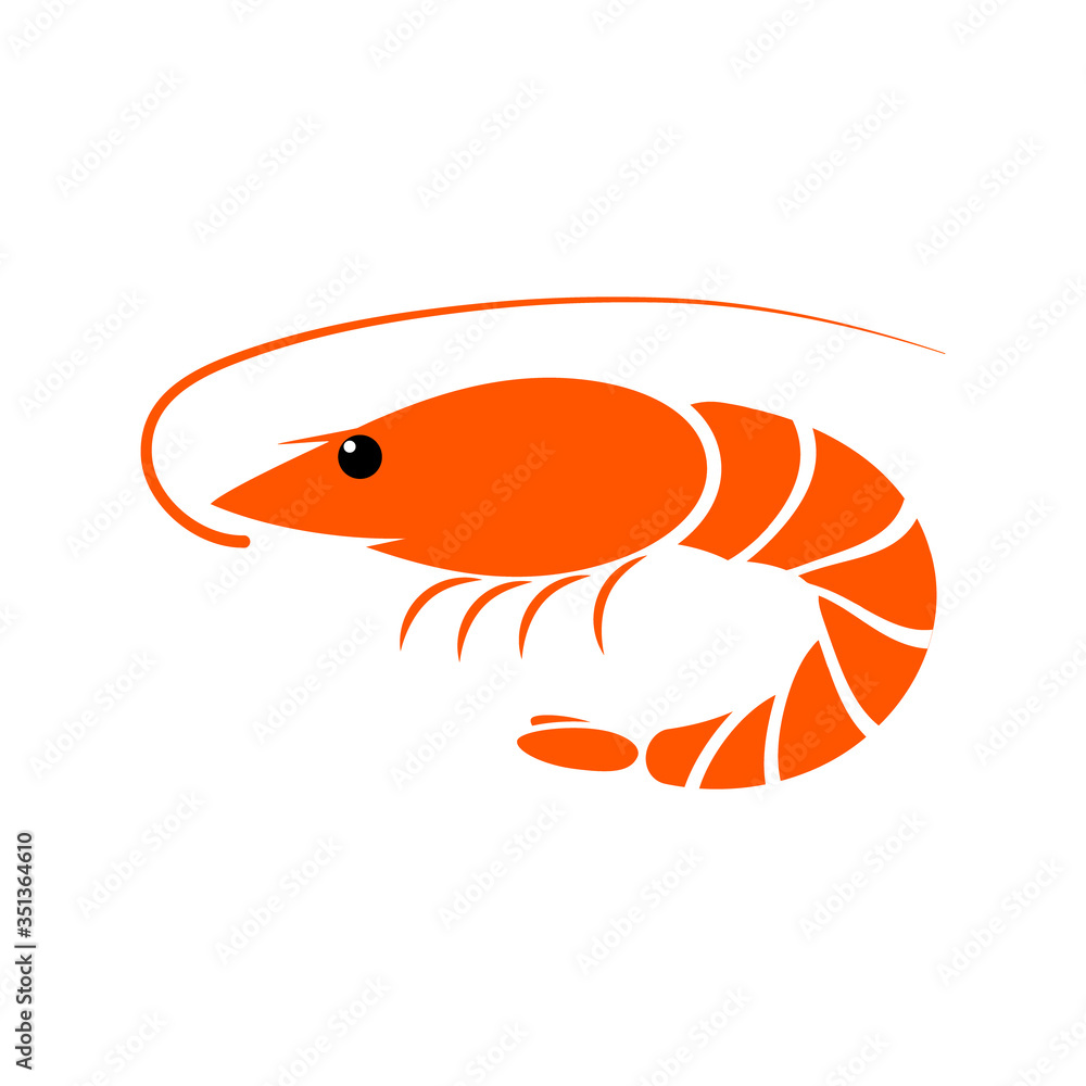 Shrimp icon vector illustration. Fresh sea food isolated on white background. Shrimp icon vector illustration. Fresh sea food isolated on white background.