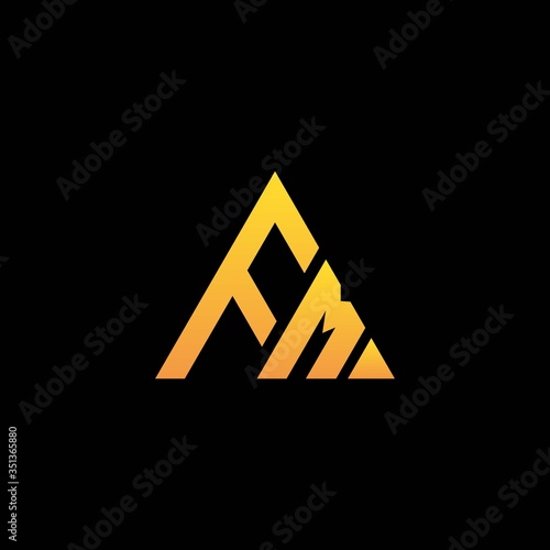 F M Monogram initial logo with a yellow triangle shape