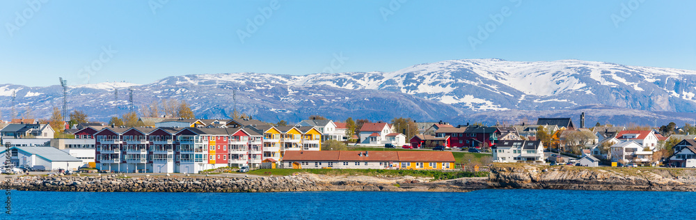 Panorama of Norwegian City Bodo, Mountains With Snow In Background, Norway