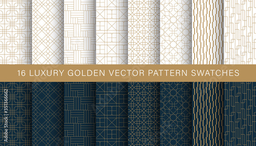 Luxury geometric golden vector pattern swatches photo