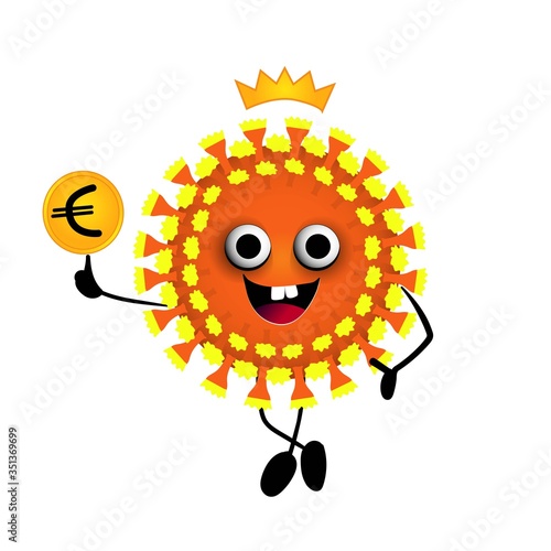 The impact of the virus on the global economy. Character coronavirus molecule character