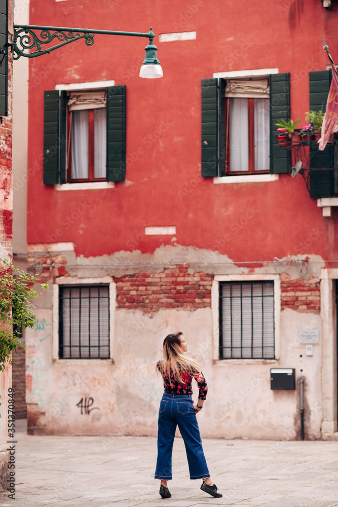 girl walking in the italian city girl walking in the italian city