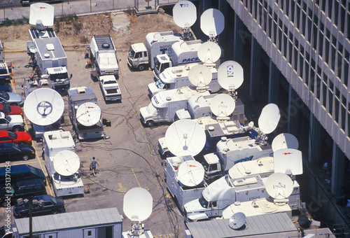 The media's satellite dishes covering the O.J. Simpson trial, Los Angeles, CA photo