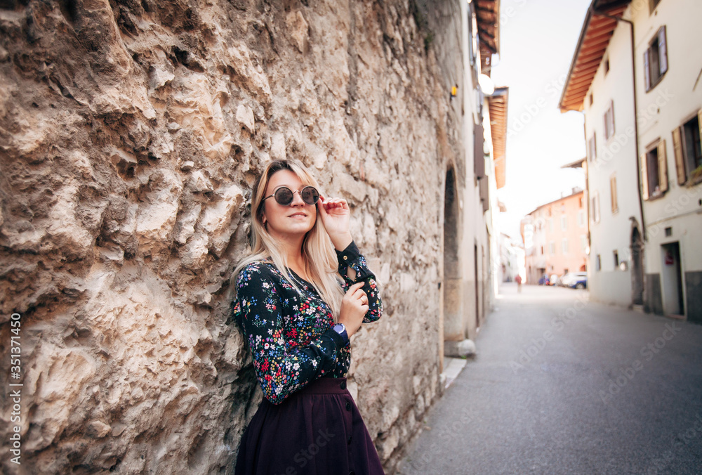 girl walking in the italian city