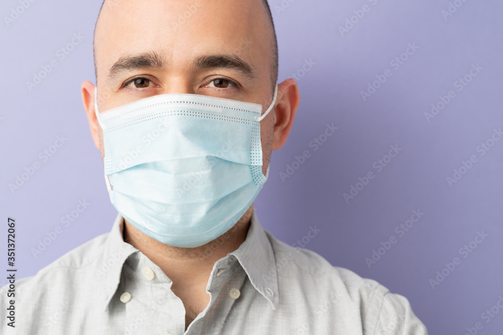 Man wearing face mask during pandemic Man wearing face mask during pandemic