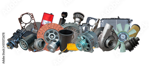 Schilderij op canvas Big collection of auto spare parts for maintenance and car repair