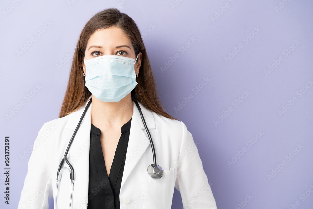 Female doctor wearing face mask Female doctor wearing face mask