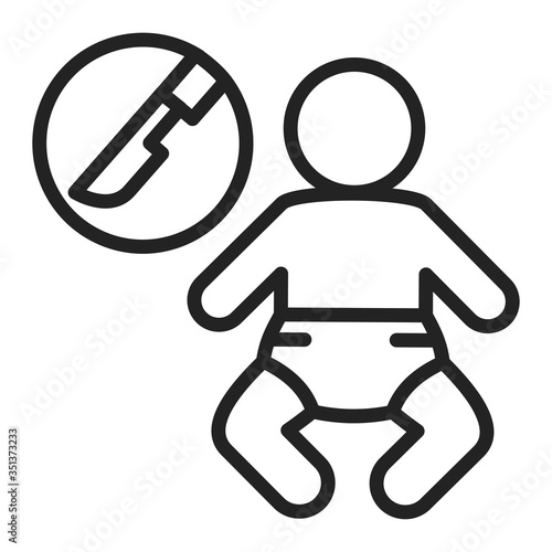 Pediatric surgery black line icon. Plastic surgery for children. Isolated vector element. Outline pictogram for web page, mobile app, promo.