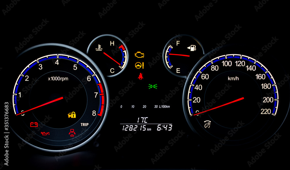 Fototapeta premium Speedometer on car dashboard