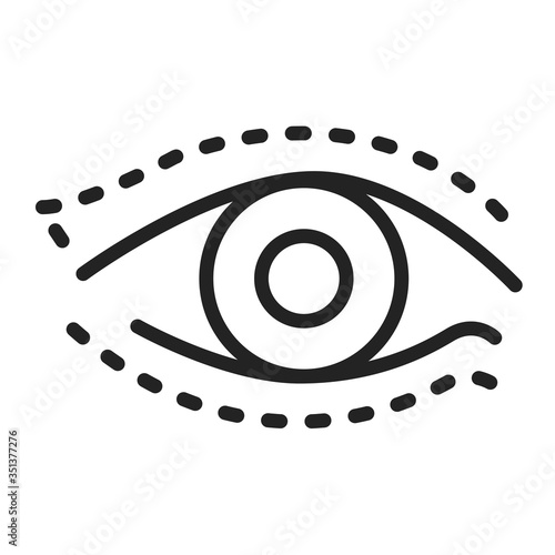 Blepharoplasty black line icon. Eye shape change cosmetic surgery. Isolated vector element. Outline pictogram for web page, mobile app, promo.