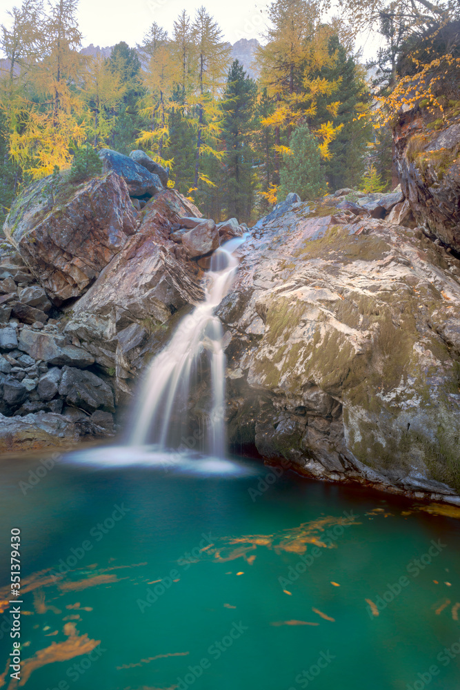 Waterfall in the Alps Morteratsch