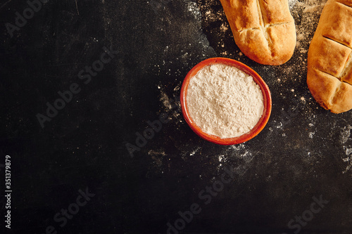 Hot Homemade Bread in table