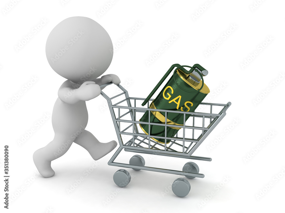 3D Character buying gas grenade 3D Character buying gas grenade