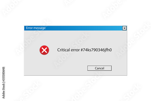 Operating system error warning. Interface on a white background.