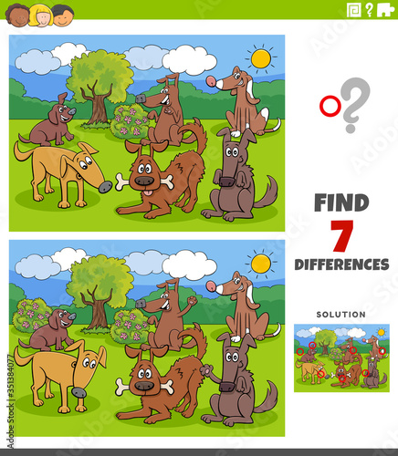 differences educational task with dogs and puppies group