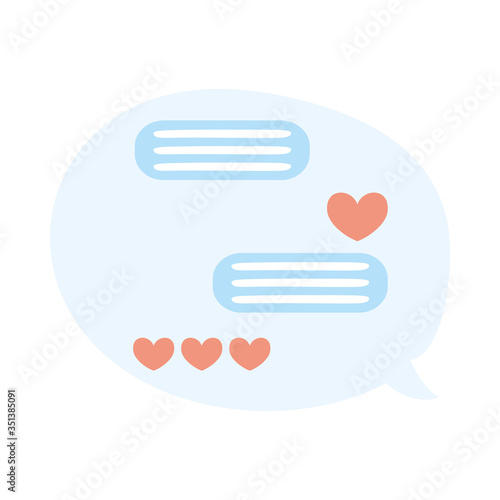 speech bubble with hearts social media