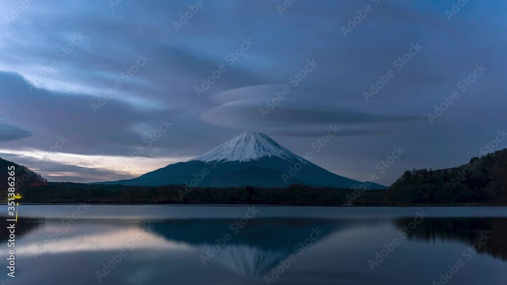 Mt Fuji morning with lenticular clouds Mt Fuji morning with lenticular clouds