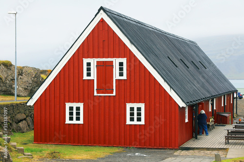 Traditional icelandic wooden house in Iceland, Europe