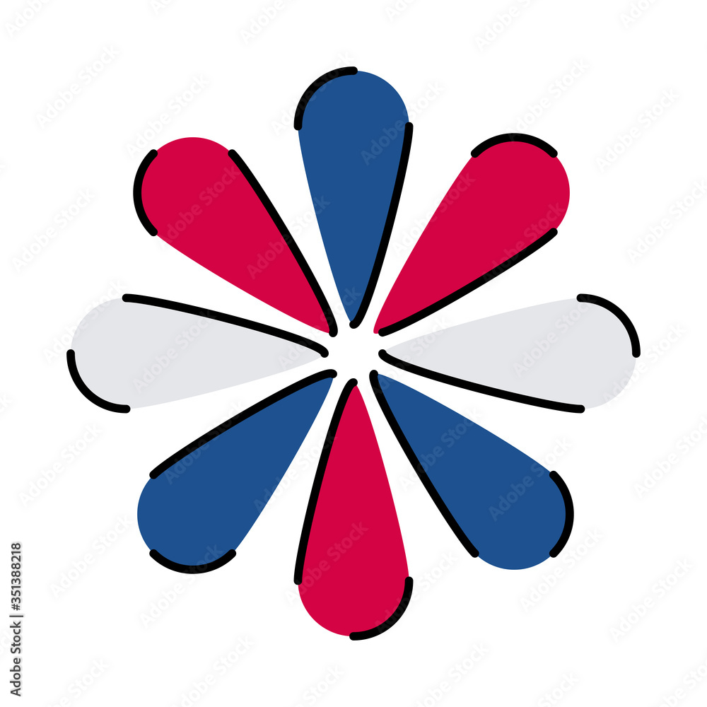 Fototapeta premium France flower line and fill style icon vector design