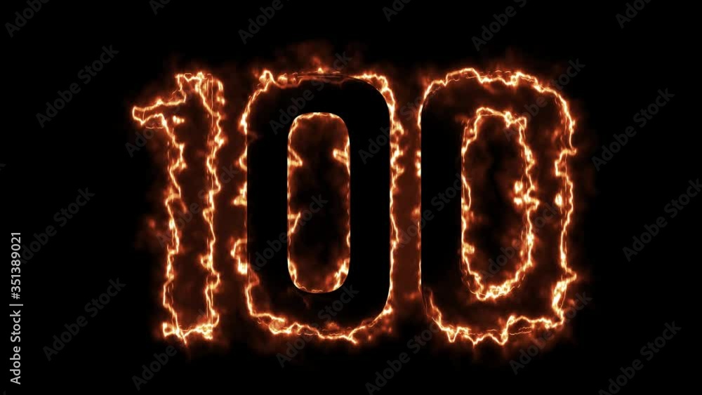 Energy Fiery Number 100 Animation. Fiery style. 4k. Energy Fiery Number 100 Animation. Fiery style. 4k.