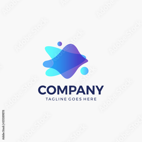 abstract fluid wave blue and purple logo design template