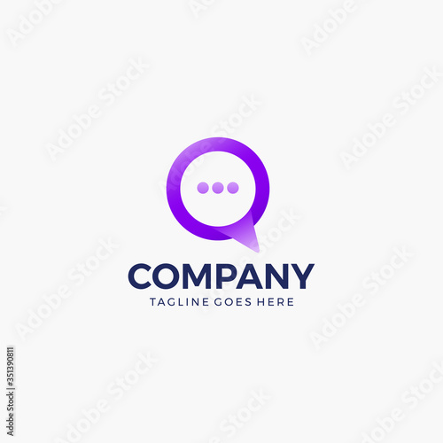 circle chat icon purple color gradient icon design template