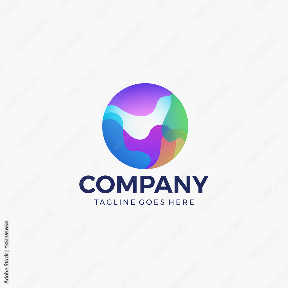 abstract circle fluid wavy gradient colorful logo design template. Vector illustration abstract circle fluid wavy gradient colorful logo design template. Vector illustration