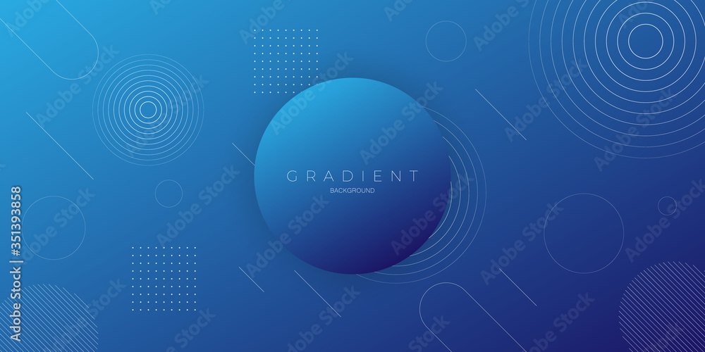 Modern abstract background with shades of dark blue and memphis elements as well as digital and technological themes.
