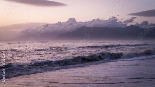 The winter sea at sunset