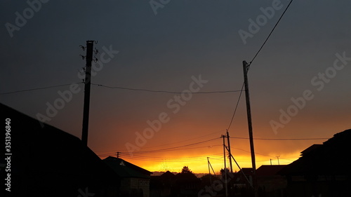 sunset in the village