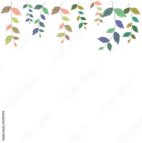 Wallpaper Mural Flowers and leaves banner - white background Torontodigital.ca