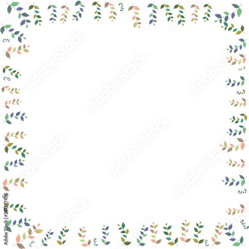 Colored leaves frame - white background