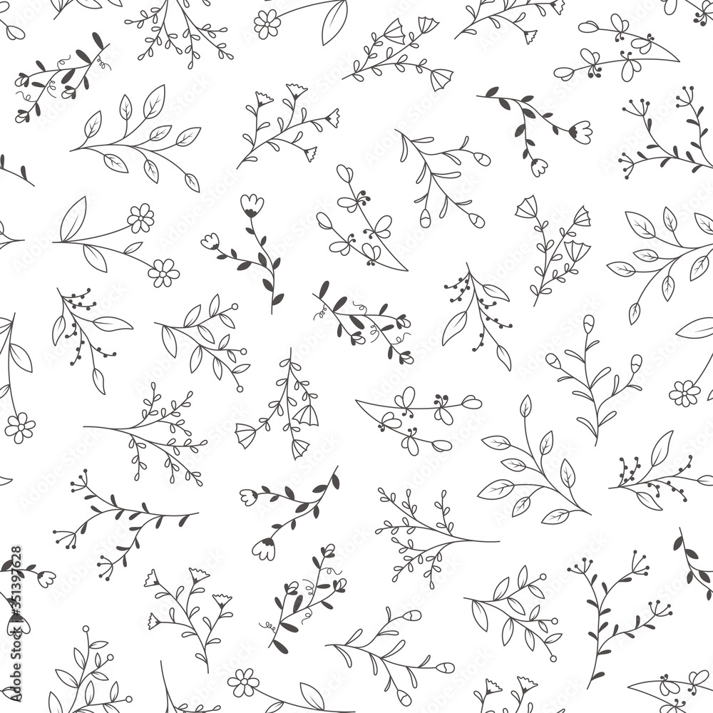 Seamless pattern with hand drawn flowers, vector illustration Seamless pattern with hand drawn flowers, vector illustration