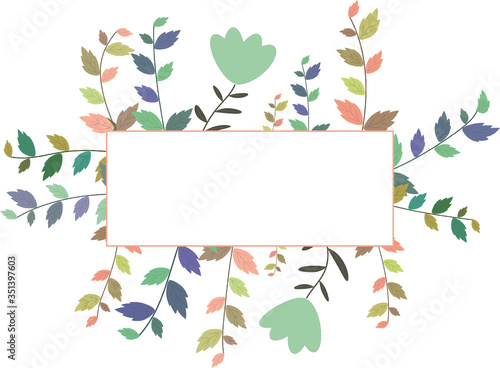Colorful leaves and flowers banner - white background