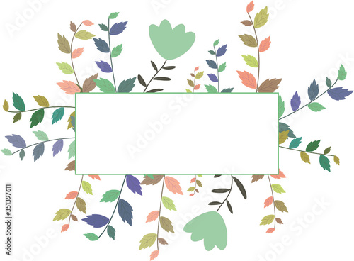 Colorful leaves and flowers banner - white background
