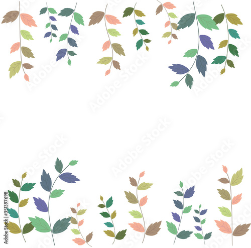Flowers and leaves banner - white background