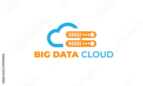 data cloud with modern concept, data, and the cloud can also be used data logos - cloud logos - storage icon, tech symbol with orange and blue colors