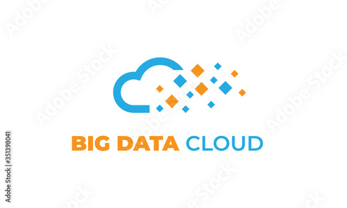 data cloud with modern concept, data, and the cloud can also be used data logos - cloud logos - storage icon, tech symbol with orange and blue colors