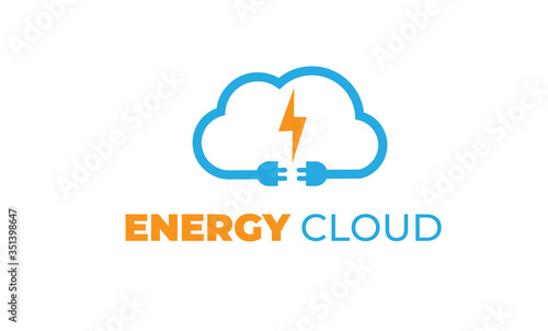 Illustration ENERGY LOGOS with modern concept, Energy, and the cloud can also be used powerful logos - electric logos - lightning icon, industry symbol with orange and blue colors, vector EPS 10