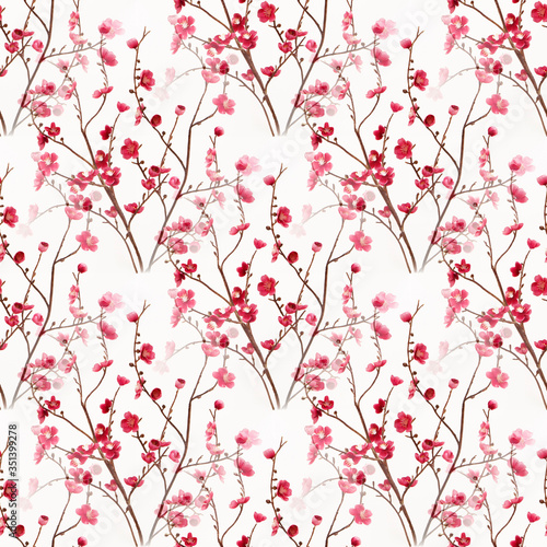 seamless floral pattern Japanese cherry blossom print,