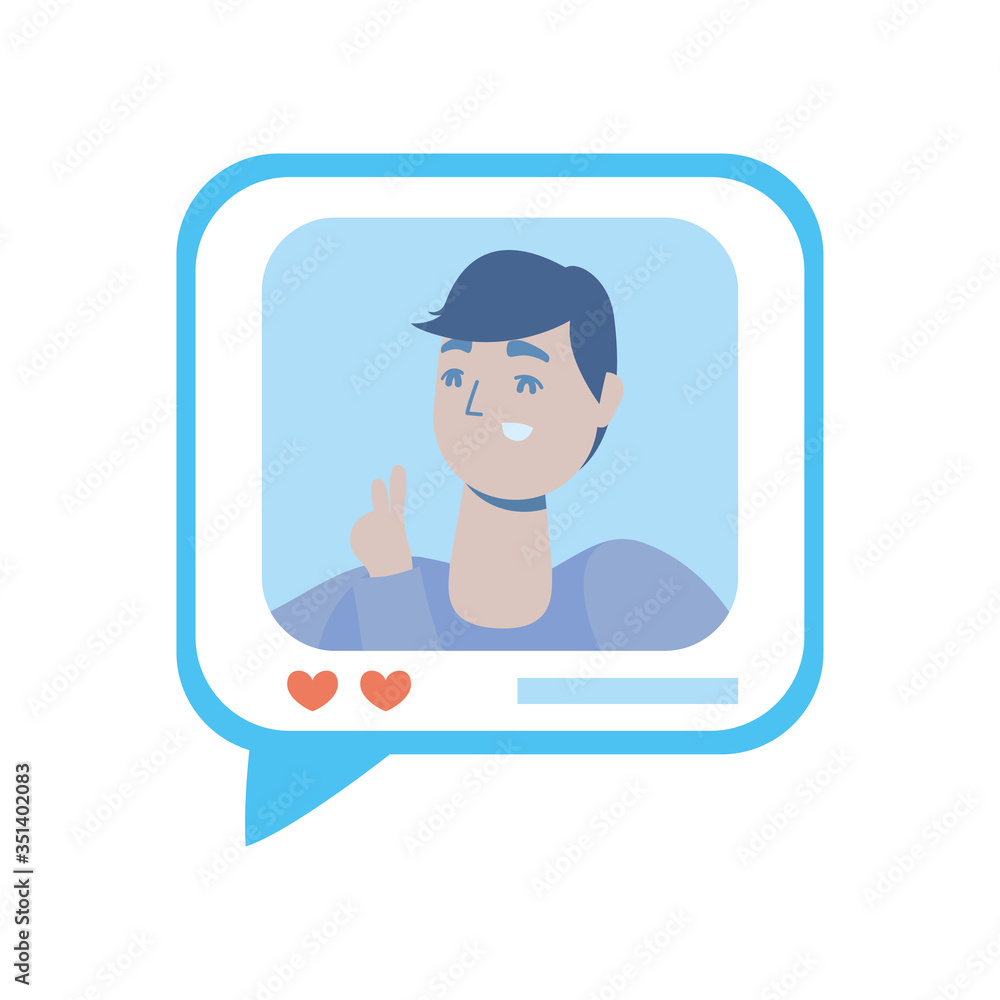 speech bubble with man social media speech bubble with man social media