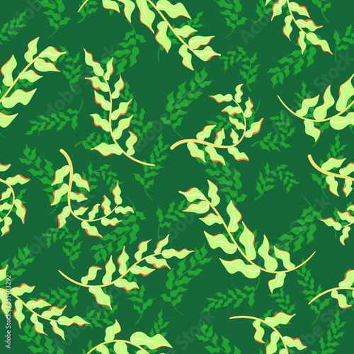 leaves branches repeated pattern in two layered for decoration, background, wallpaper, paper wrapping, backdrop, textiles © Pochara
