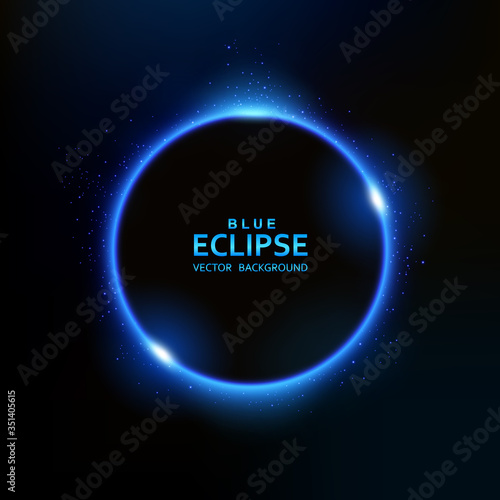 Blue Eclipse isolated on dark background. Vector Illustration