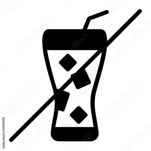 Cold Water not allowed while fasting concept, Stop Cocktail or Cold Beverages during ramadan Fast vector Icon Design, Ramadan kareem Islamic Symbol on white background, 