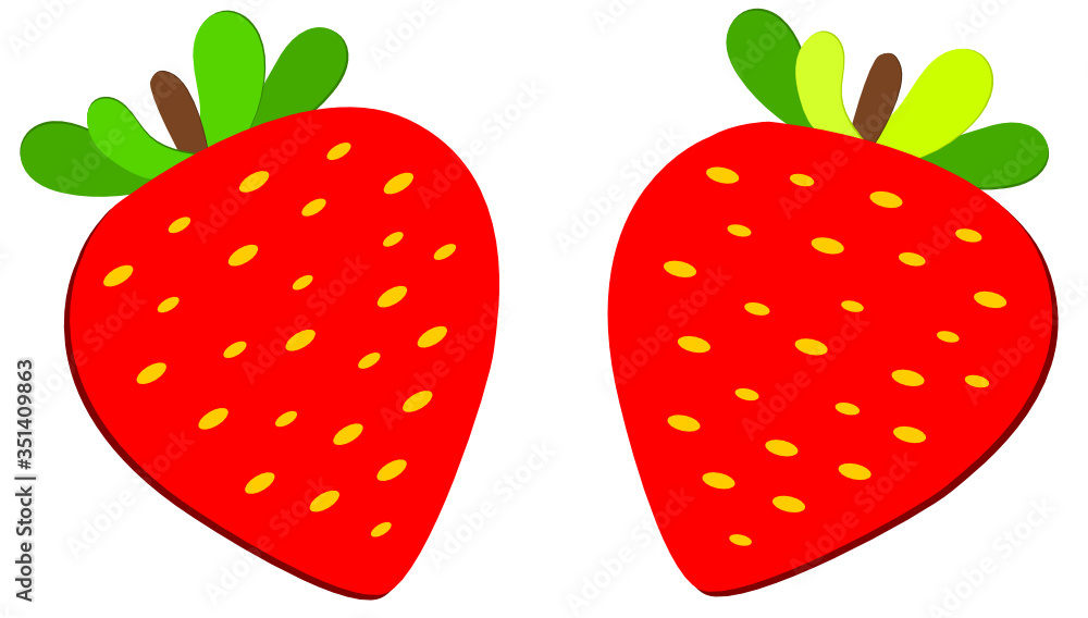 red strawberries with green leaves and yellow stones red strawberries with green leaves and yellow stones