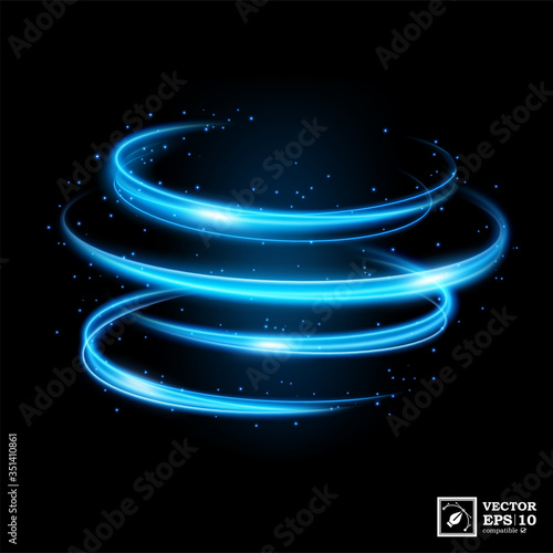 Abstract blue swirl line of light, isolated and easy to edit. Vector Illustration
