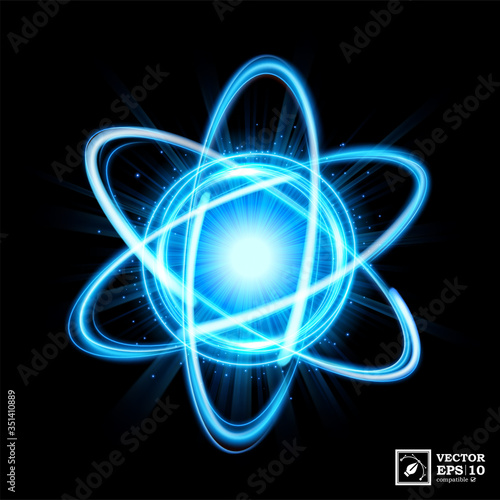 Dynamic Atom Light Explosion, isolated and easy to edit. Vector Illustration