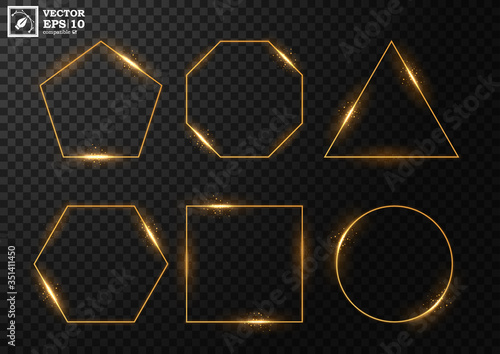 Glowing polygon sets, on a transparent background. Vector Illustration