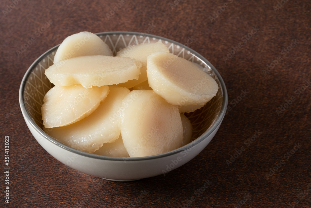Sliced Water Chestnuts in a Bowl